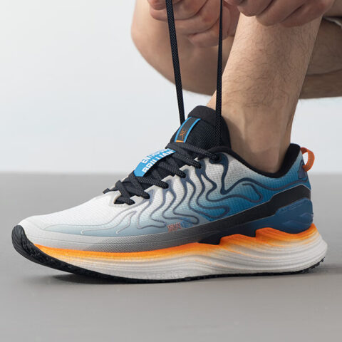 XTEP Slip Resistant Abrasion Resistant Low top Casual Running Shoes Men’s Blue Orange White