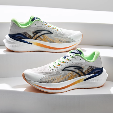 Anta Cushioning, Wear Resistant Low top Casual Running Shoes Men’s White Green Orange