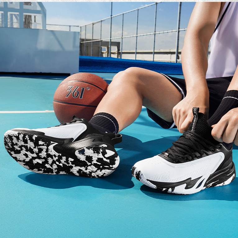 361° Slip Resistant Abrasion Resistant Low top Basketball Shoes Men’s White Black