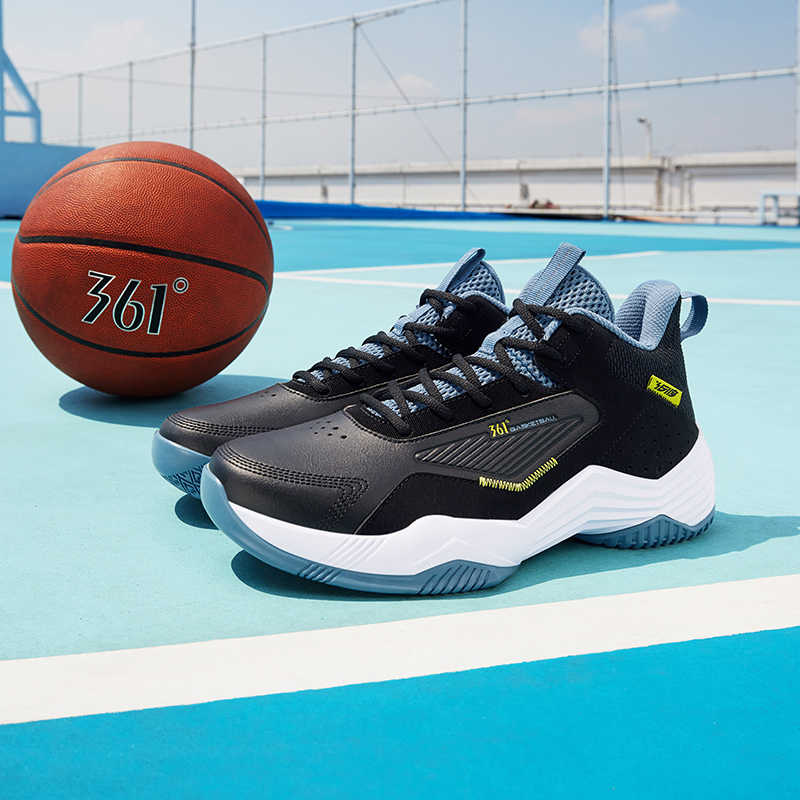 361° Slip Resistant Abrasion Resistant High top Basketball Shoes Men’s Black Blue