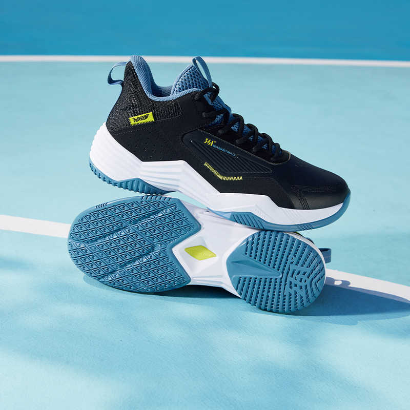 361° Slip Resistant Abrasion Resistant High top Basketball Shoes Men’s Black Blue
