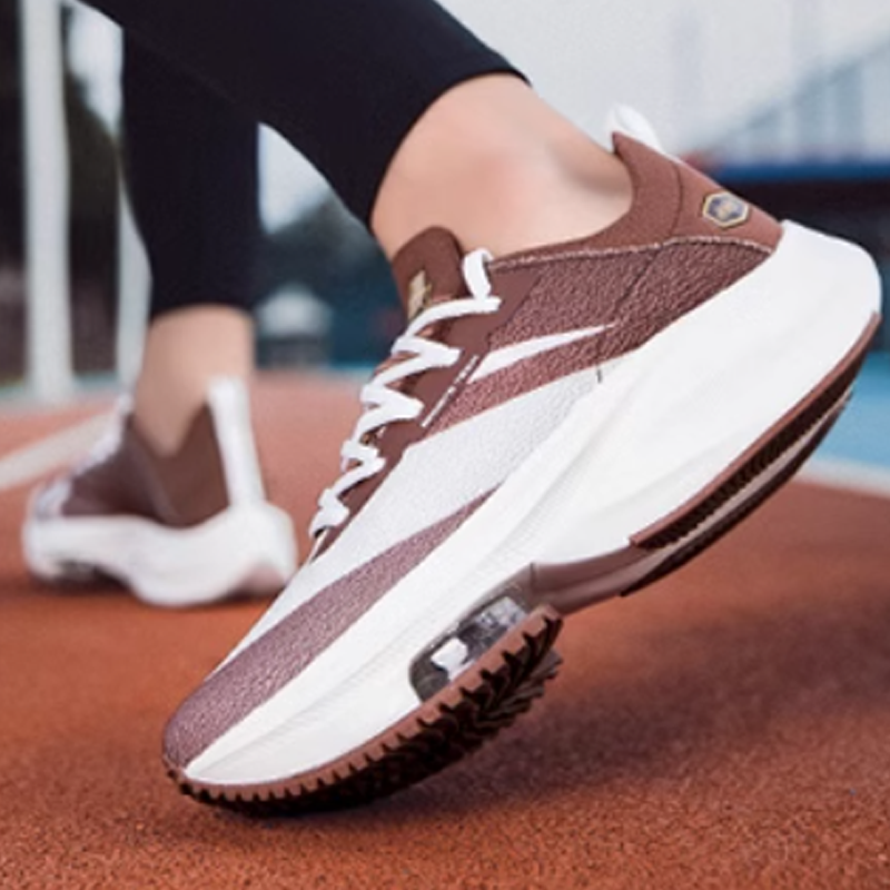 JINLAIKE Cushioning Slip Resistant Abrasion Resistant Coverage Low top Air Cushion Running Shoes Unisex White Brown
