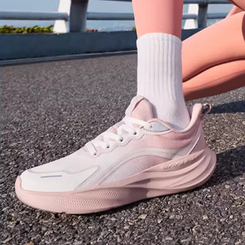 Erke Cushioning Slip Resistant Abrasion Resistant Low top Casual Running Shoes Women’s White Pink