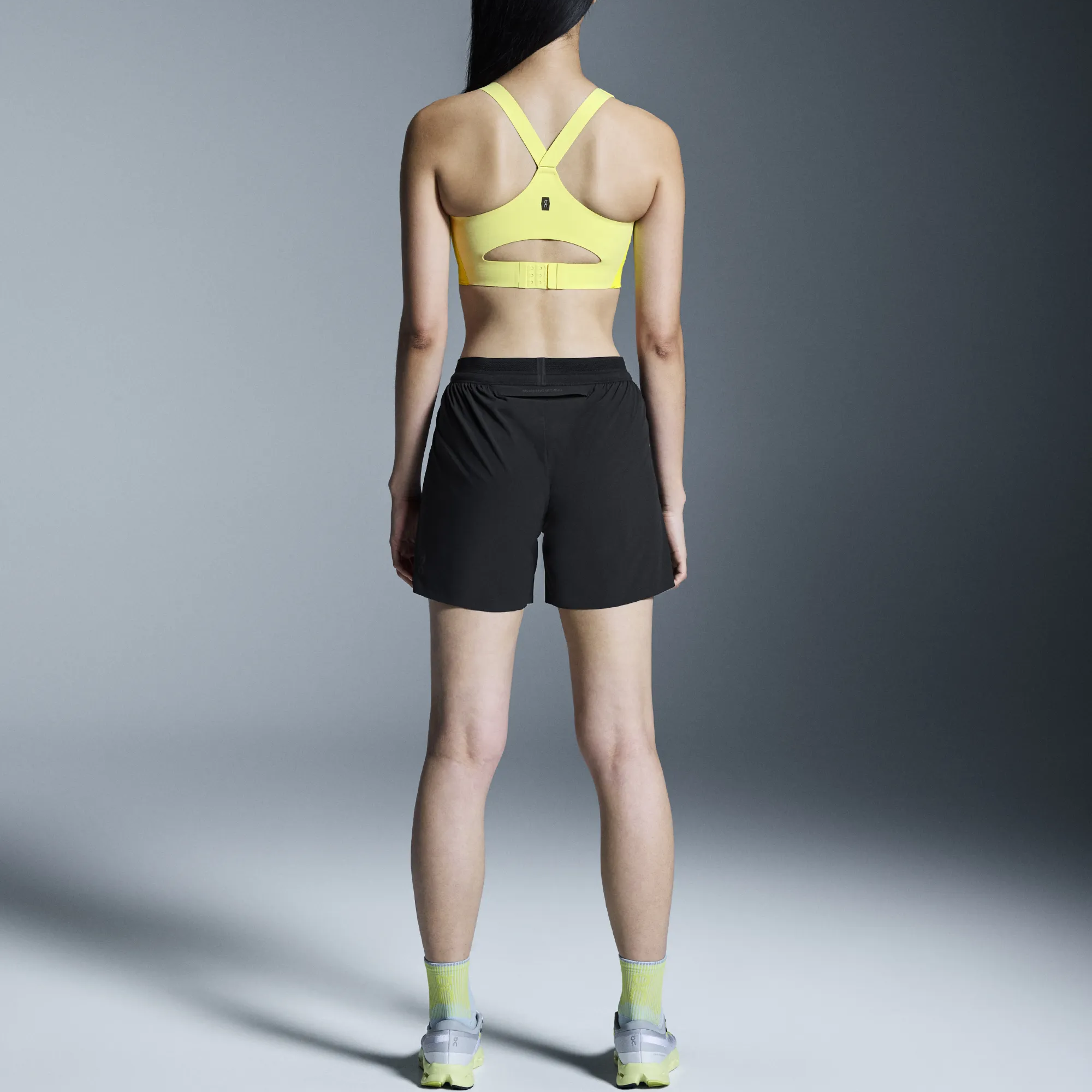 On logo-print performance shorts