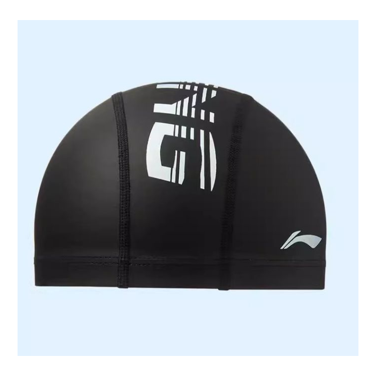 Li Ning Swimming Caps Pu Outdoor Swimming Pool Swim Unisex Black