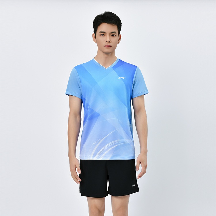 Li Ning Table Tennis Collection Table Tennis Clothing Unisex Sky Blue V Neck Moderate