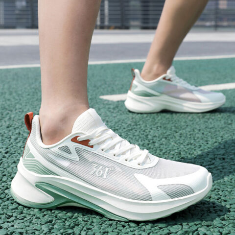361° Slip Resistant And Breathable Low top Sprint Casual Running Shoes Men’s White Green