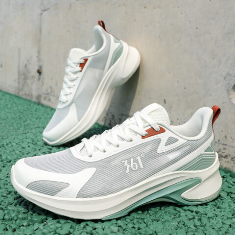 361° Slip Resistant And Breathable Low top Sprint Casual Running Shoes Men’s White Green