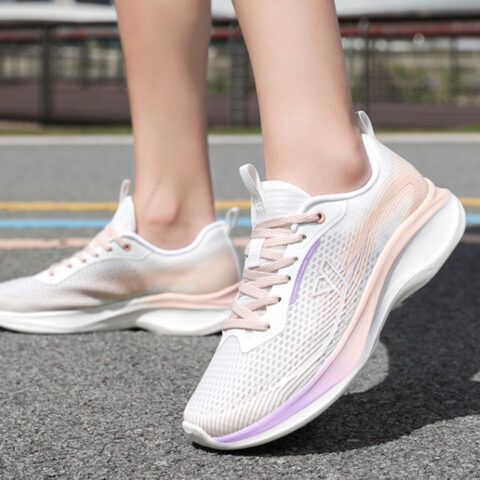 XTEP Hydrogen Wind Technology Breathable And Lightweight Low top Casual Running Shoes Women’s White Pink Purple