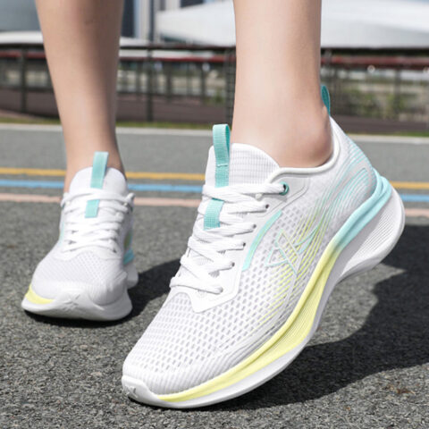 XTEP Hydrogen Wind Technology Running Shoes Women’s Low Top Classic White/Sky Yellow/Opal Blue