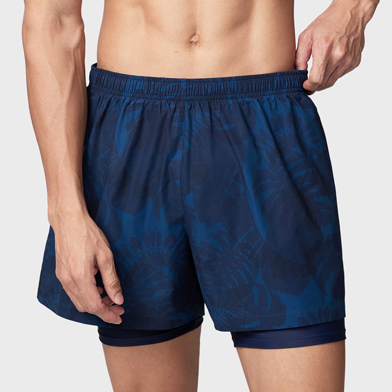 Anta Beach Shorts Men’s Dark Blue/Light Blue/Floral Light Blue