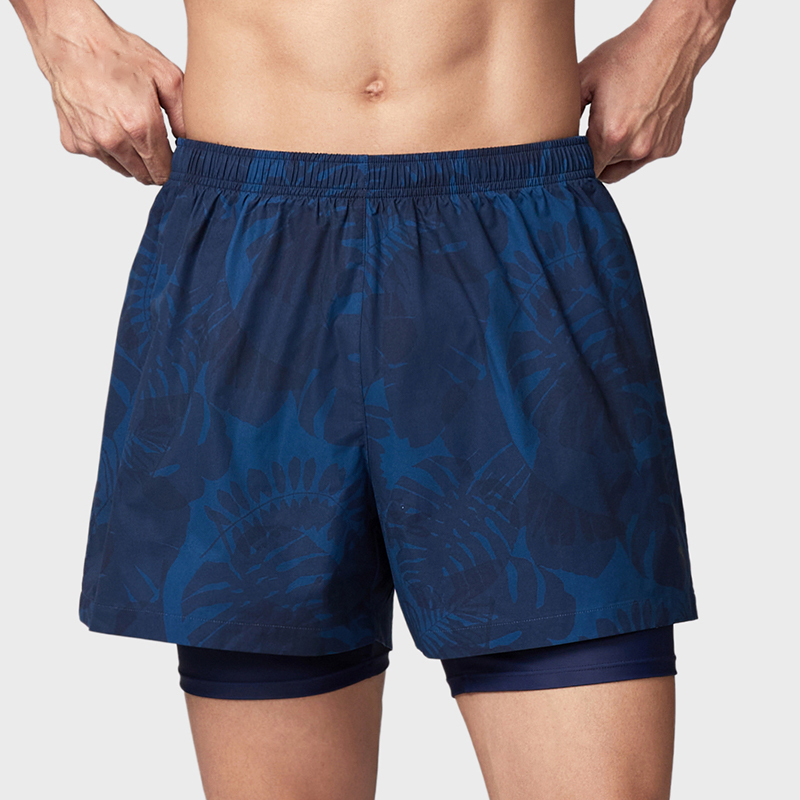 Anta Beach Shorts Men’s Dark Blue/Light Blue/Floral Light Blue