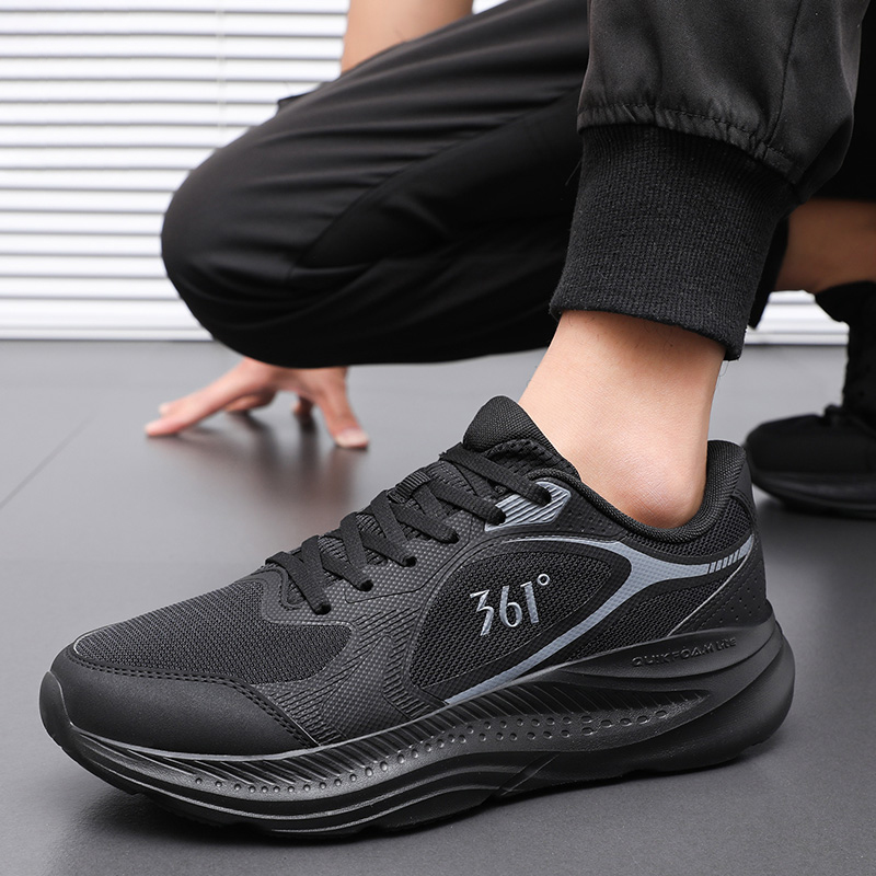 361° Abrasion Resistant Breathable Low top 361°NFO Soft Rebound Technology Casual Sprint Running Shoes Men’s Black