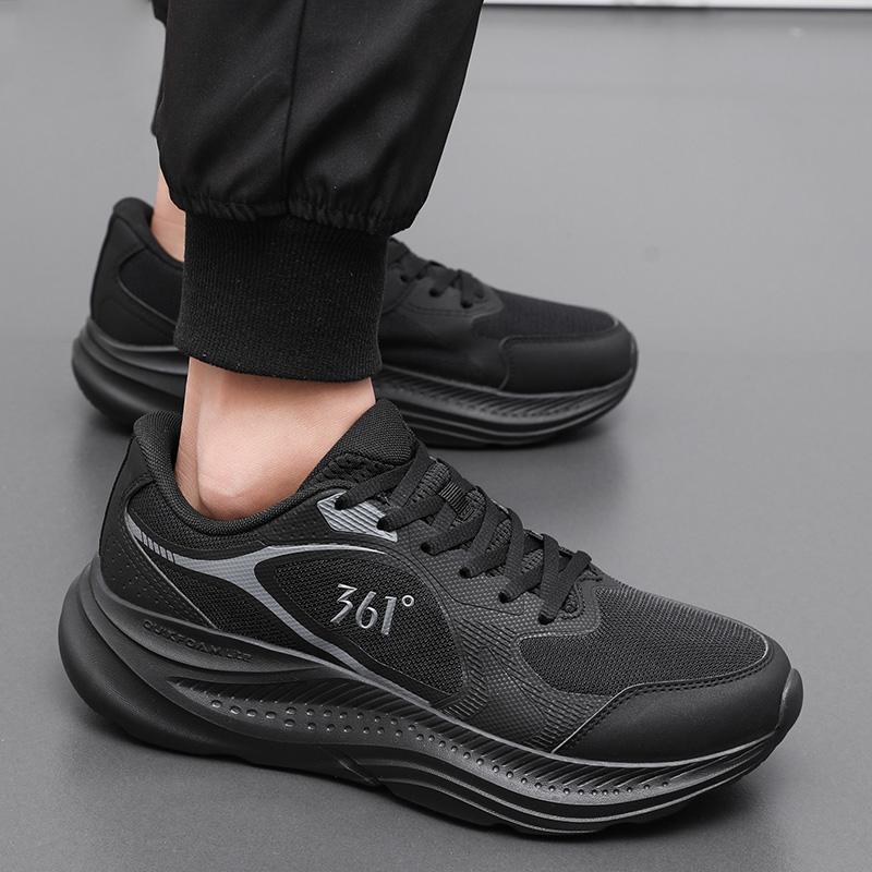 361° Abrasion Resistant Breathable Low top 361°NFO Soft Rebound Technology Casual Sprint Running Shoes Men’s Black