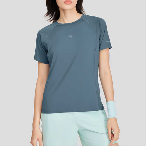 Skechers GODRI Raglan Sleeve T Shirt Women’s Navy Blue Gray 027C
