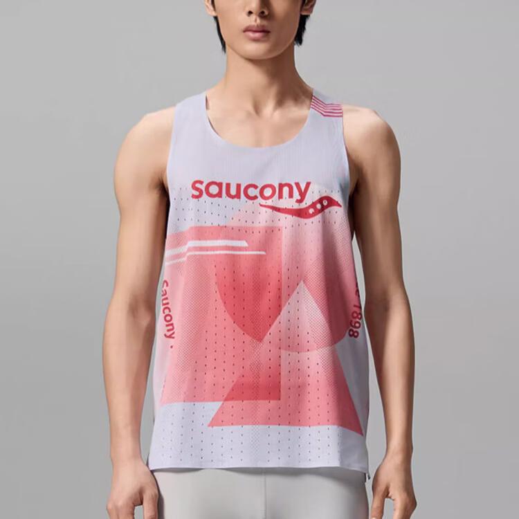 Saucony Running Tank Top Men’s Geometric Pink Set