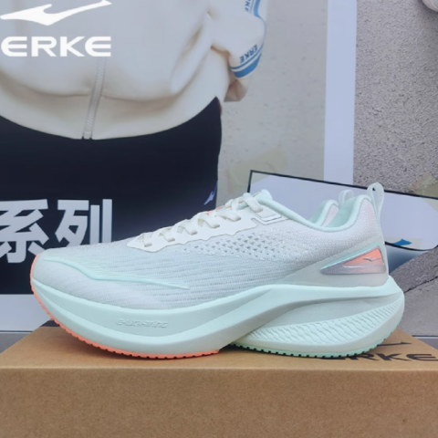 Erke Slip Resistant Abrasion Resistant Low top Casual Running Shoes Women’s White Green