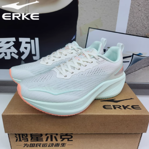 Erke Slip Resistant Abrasion Resistant Low top Casual Running Shoes Women’s White Green