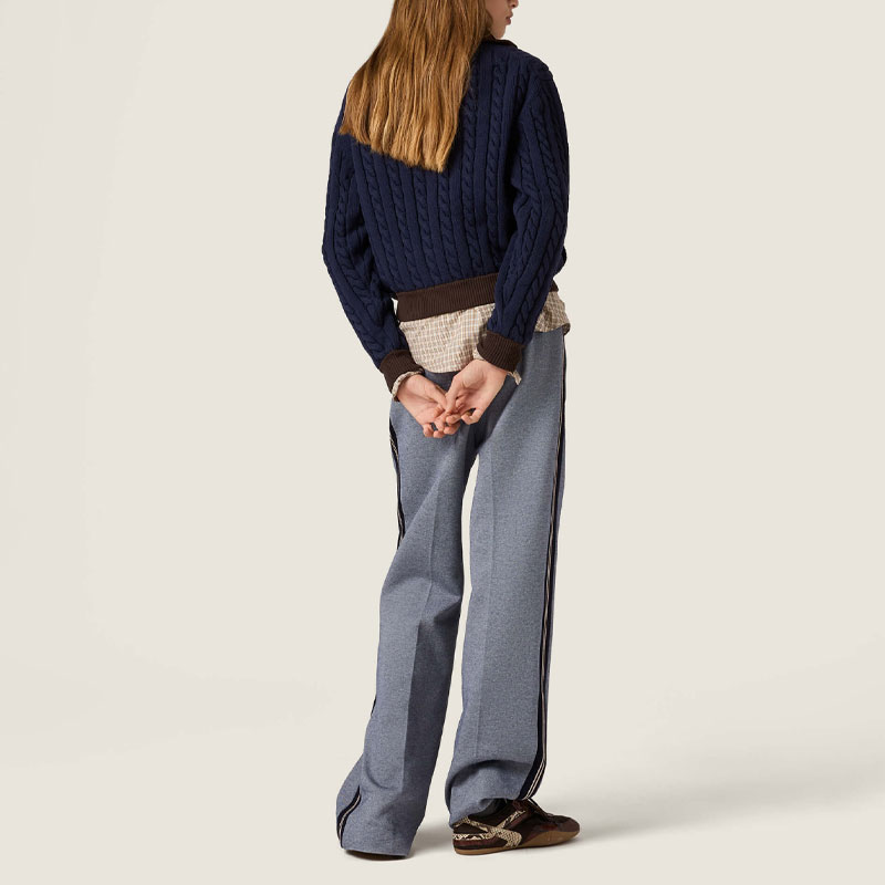 MIU MIU Sweaters Women’s Blue Lapel Moderate Cardigan