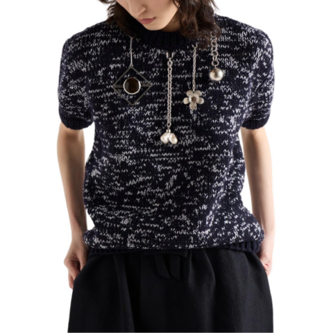 Prada Pendant-Detailed Short-Sleeved Jumper