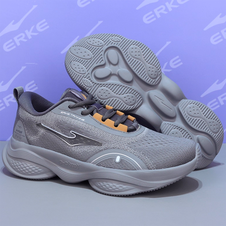 Erke Cushioning Breathable Lightweight Low top Casual Training Sprint City Commuting Running Shoes Men’s Gray