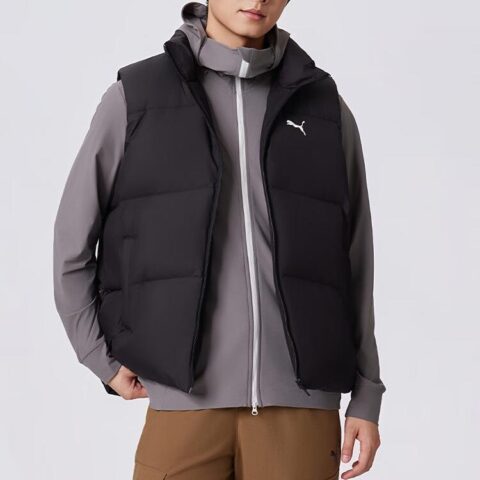 PUMA RELAXED Down Vests Unisex Black Stand Collar Moderate Other