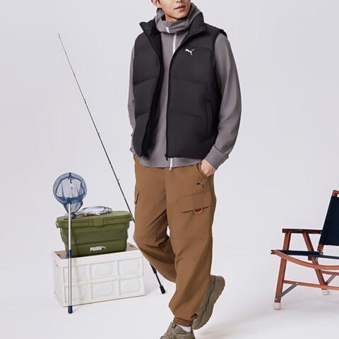 PUMA RELAXED Down Vests Unisex Black Stand Collar Moderate Other