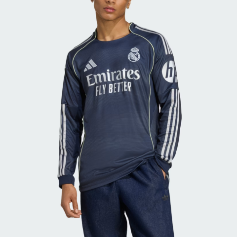 Adidas Free Shipping With AdiClub Real Madrid 25/26 Long Sleeve Away Jersey