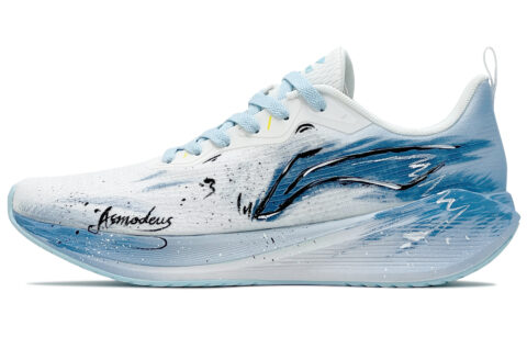 Li Ning Wuyue Cushioning Slip Resistant Abrasion Resistant Low top Casual Running Shoes Men’s White Blue