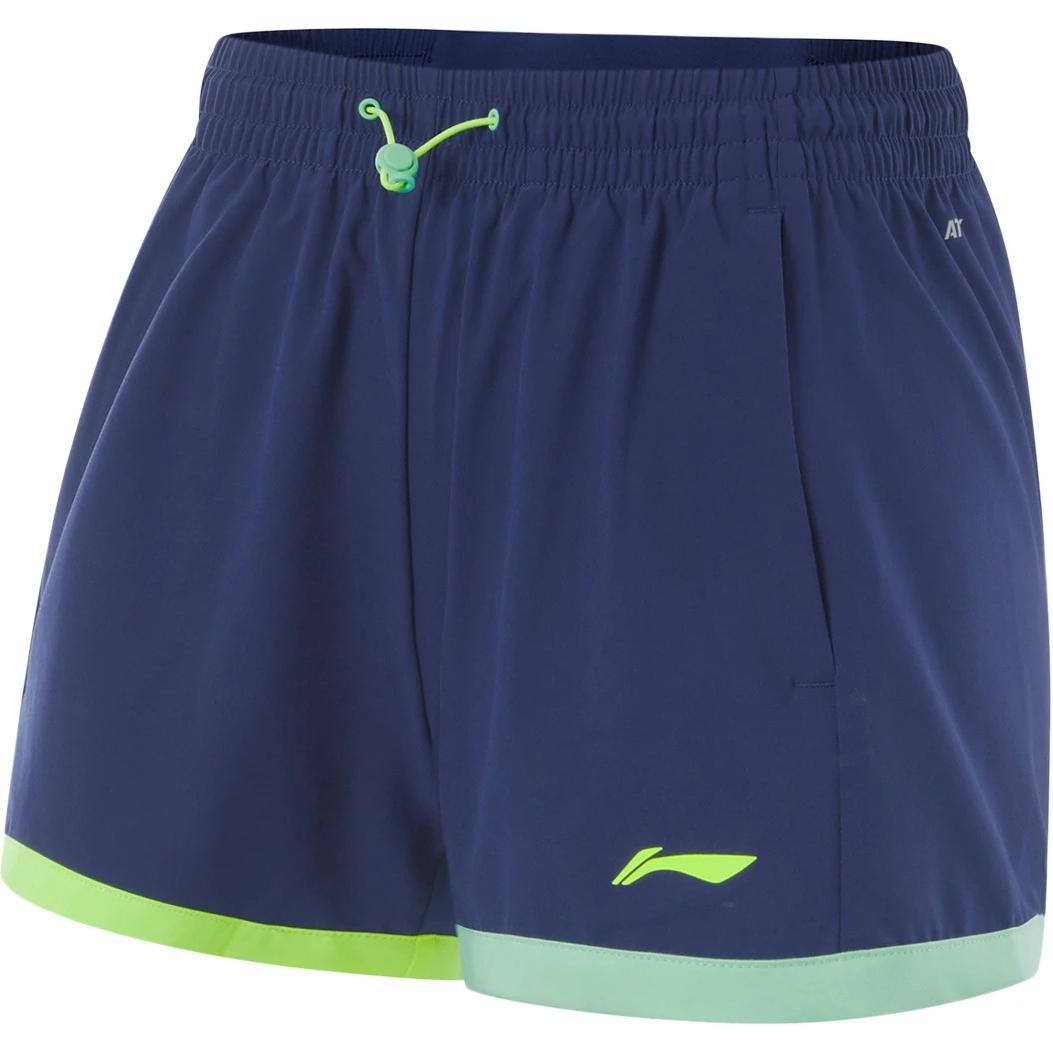 Li Ning Running Collection Sports Shorts Women's Dark Ship Blue Neon Yellow Green Cooling Green