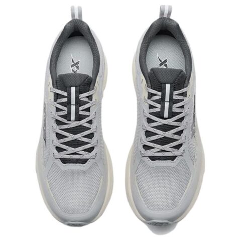 XTEP Textile, Synthetic Leather Breathable Cushioning Rebound Low top Casual Running Shoes Men’s Gray