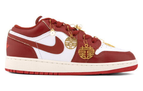 Jordan Air Jordan 1 Slip Resistant Abrasion Resistant Low top Vintage Basketball Shoes Unisex Red