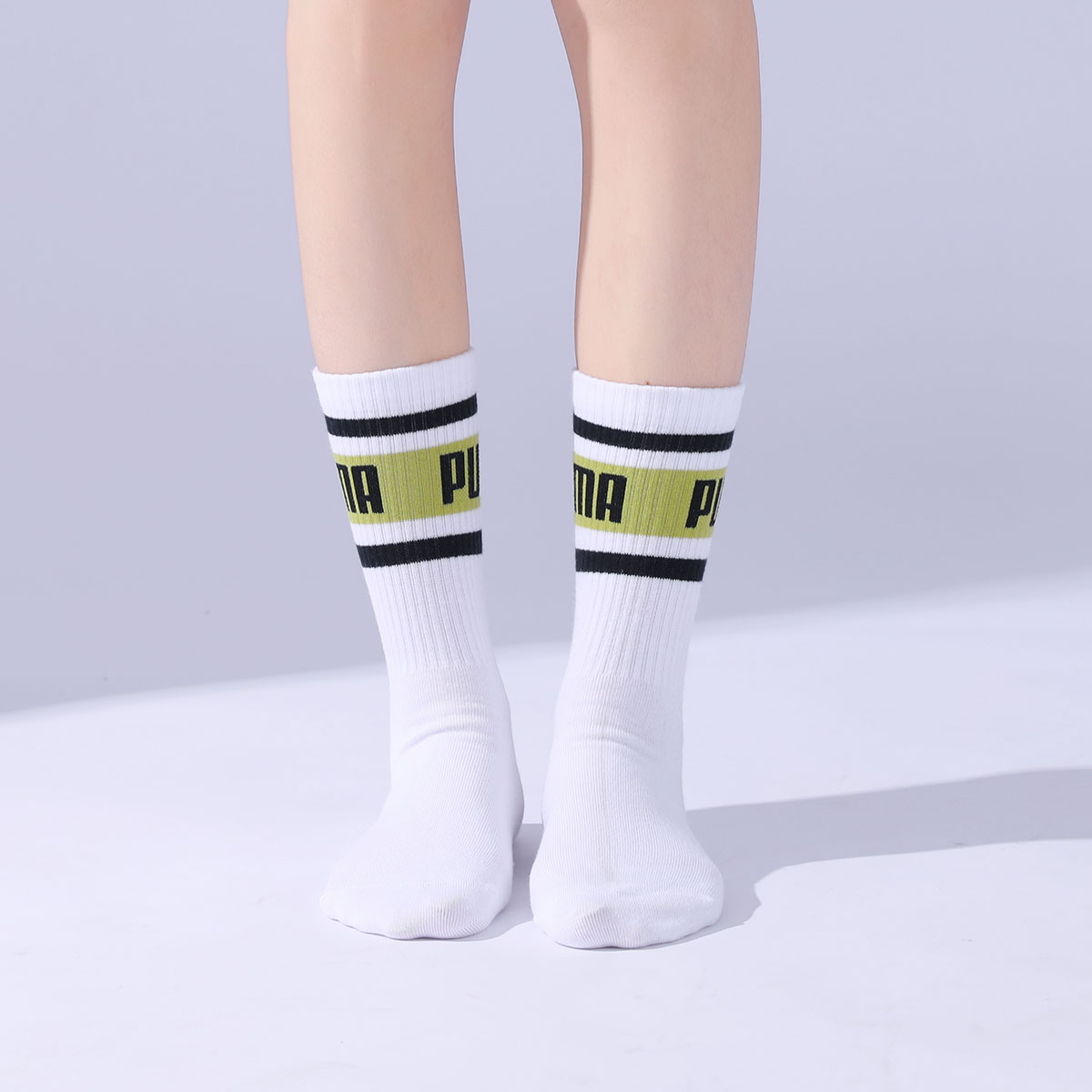 PUMA Knee High Socks Unisex White Verdant Green