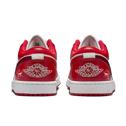 Jordan Air Jordan 1 Cushioning, Wear Resistant Low top Vintage Basketball Shoes Unisex White Red
