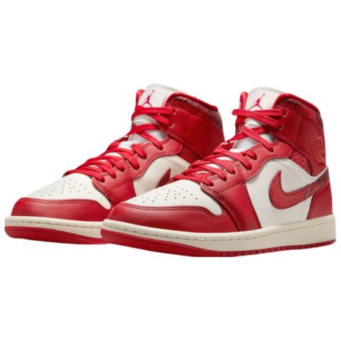 Jordan 1 Mid Se Red Cracked Leather Women’s