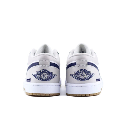 Jordan Air Jordan 1 Cushioning Slip Resistant Low top Vintage Basketball Shoes Unisex White Gray