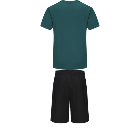 Adidas Taekwondo Casual Sportswear Men’s Clothing Set Green Short Sleeved Shirt+Black Shorts