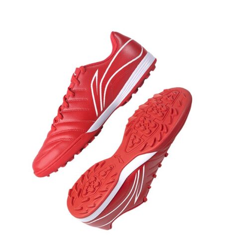 Li Ning Slip Resistant, Abrasion Resistant, Lightweight Soccer Shoes Unisex Vermilion