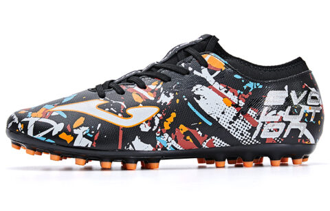 Joma Evolution MG Multi Ground Composite Material Slip Resistant Abrasion Resistant Soccer Shoes Men's Black Gray