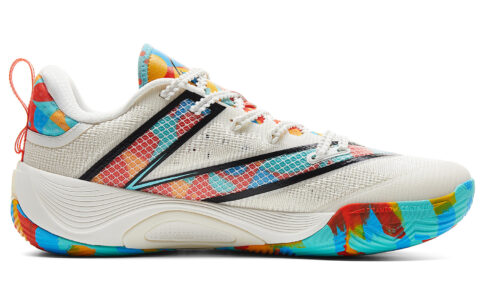 PEAK Abrasion Resistant Rebound Anti Twist Low top Basketball Shoes Men’s White Orange Green