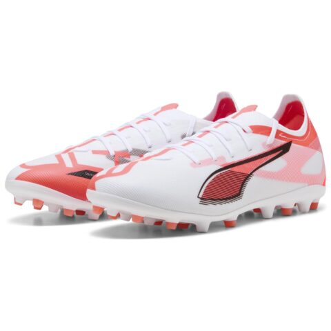 PUMA Ultra 5 Match MG Multi Ground Abrasion Resistant Soccer Shoes Men’s White
