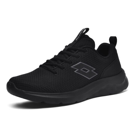 LOTTO Textile, Synthetic Leather Cushioning Slip Resistant Breathable Low top Running Shoes Men’s Black