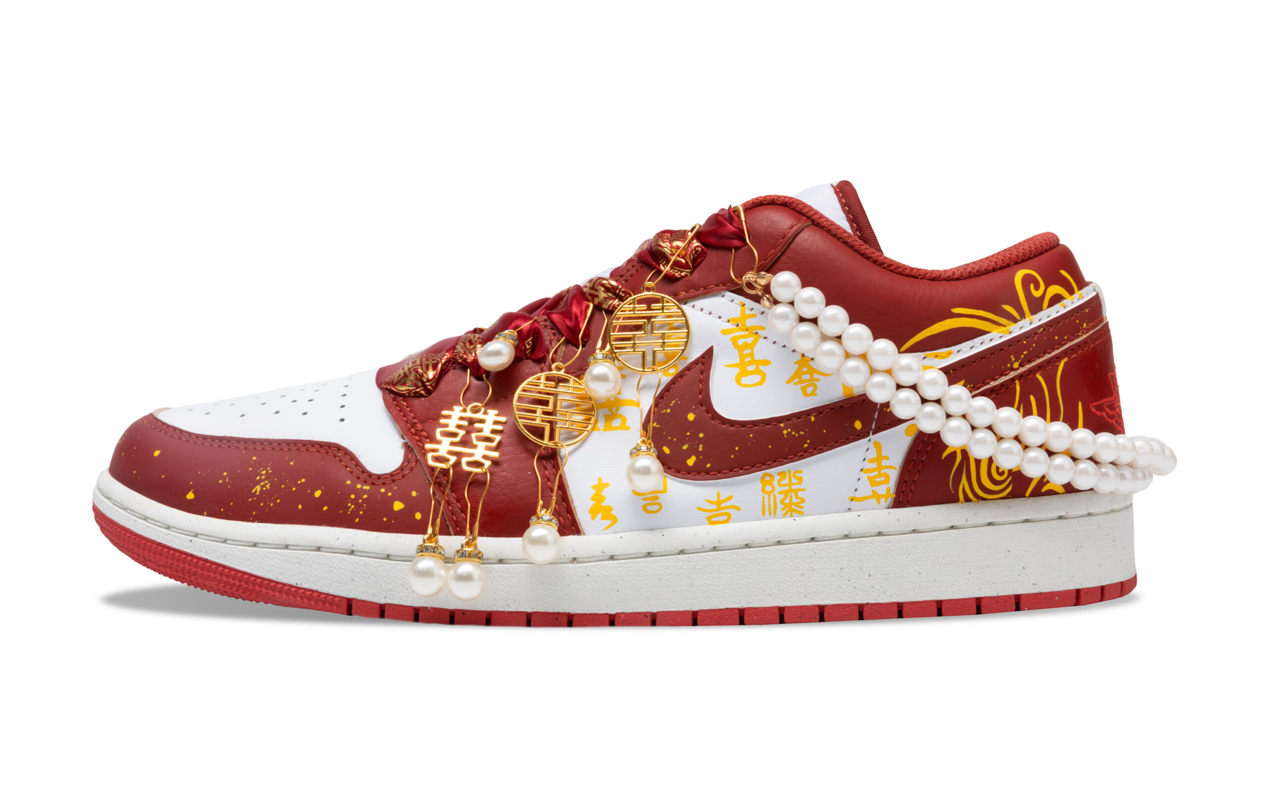 Jordan Air Jordan 1 Cushioning Slip Resistant Abrasion Resistant Low top Vintage Basketball Shoes Unisex Burgundy