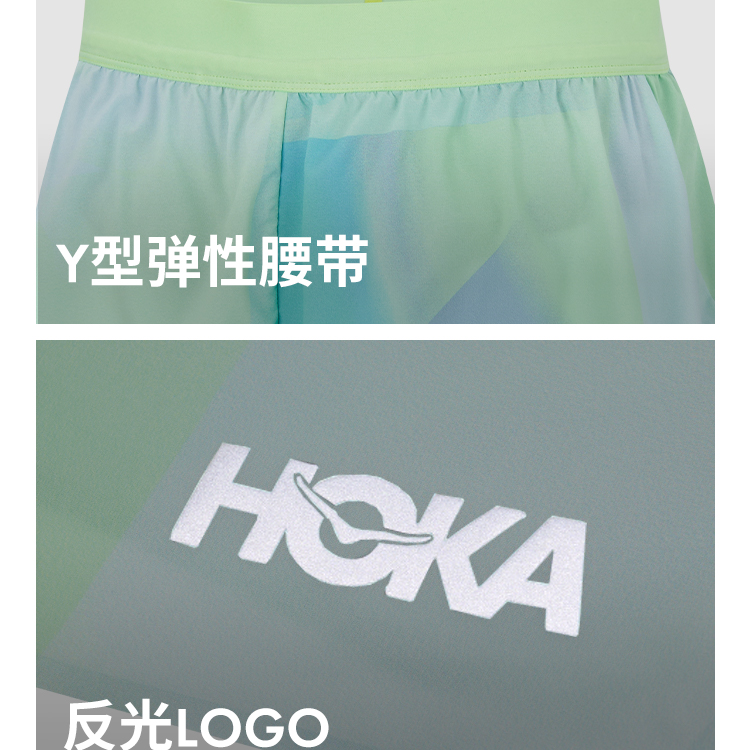 HOKA ONE ONE SS25 Sports Shorts Men’s Cyan Apple Print