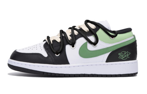 Jordan Air Jordan 1 Abrasion Resistant Slip Resistant Low top Vintage Basketball Shoes Men’s Black Green