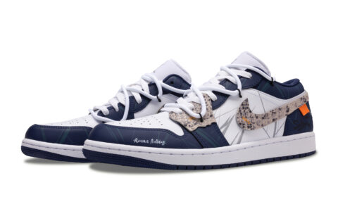 Jordan Air Jordan 1 Slip Resistant, Abrasion Resistant, Lightweight Low top Vintage Basketball Shoes Men’s White Blue