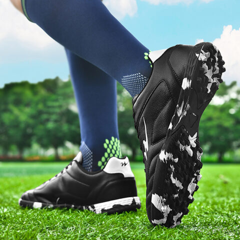 DOUBLE STAR 88 Slip Resistant Lightweight Non slip Lightweight Soccer Shoes Unisex Black