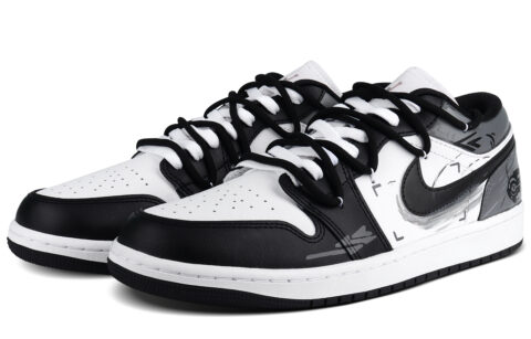 Jordan Air Jordan 1 Abrasion Resistant Abrasion Resistant Low top Vintage Basketball Shoes Unisex Black White Gray