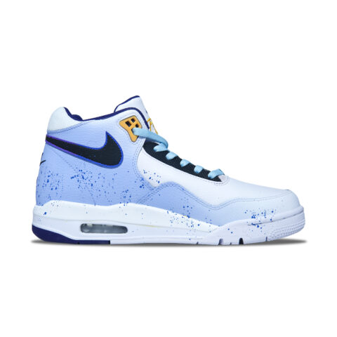 Nike Flight Legacy Slip Resistant Abrasion Resistant Mid top Vintage Basketball Shoes Men’s White Blue