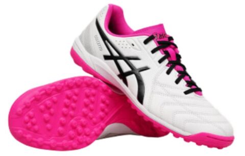 ASICS Calcetto TF Turf Artificial Turf Cushioning, Wear Resistant Soccer Shoes Men’s White Pink